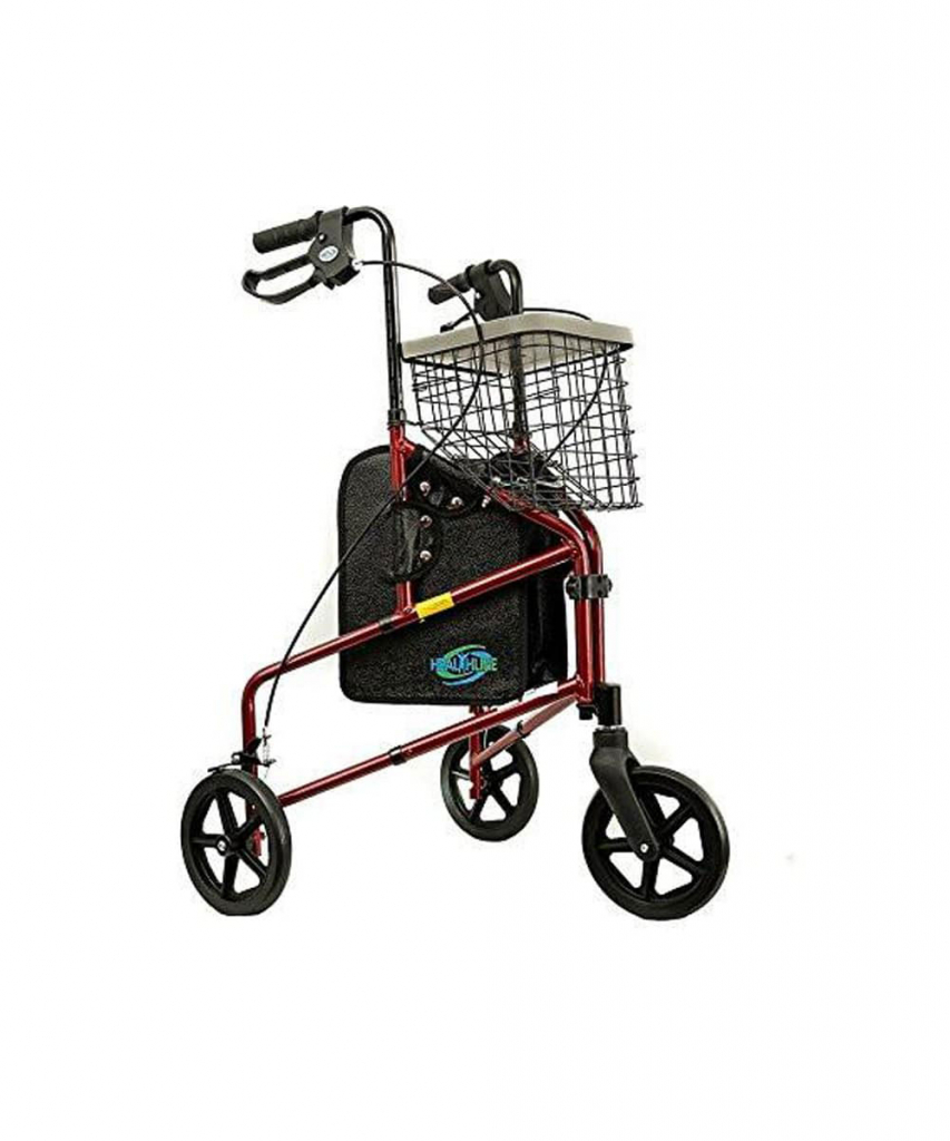 Three Wheel Rollator with Handle Breaks and a Pouch | Healthline Trading