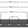 14-inch full-length arm pad mounting-hole spacing in inches and centimeters