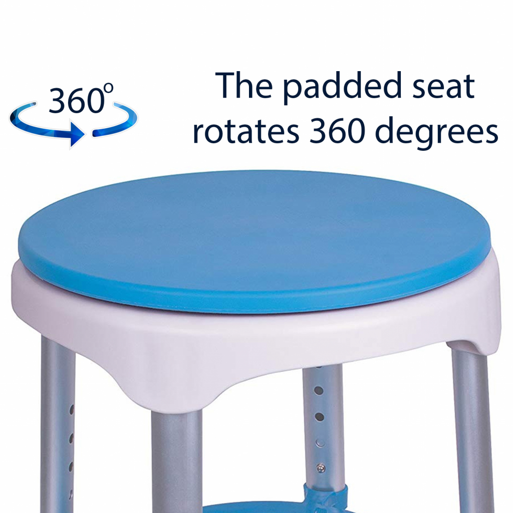 Carex Bath/Shower Swivel Stool with Storage Tray and 360º Rotation