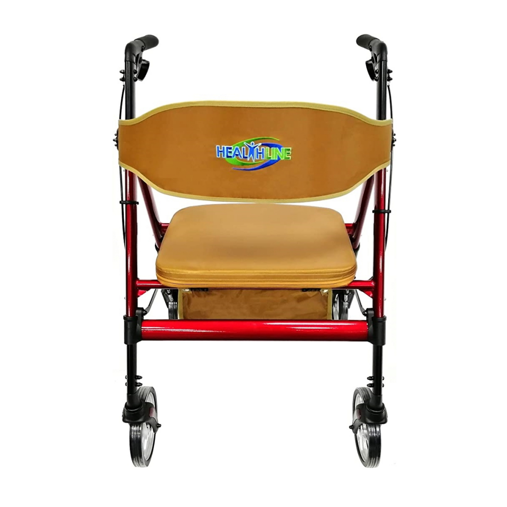 Heavy Duty Bariatric Rollator With Extra Wide Seat450LB (Red)