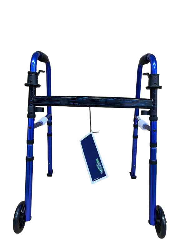 Walker KD Deluxe Portable Folding Travel with 5″ Wheels and Legs Fold up (BLUE)