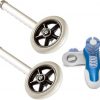 HEALTHLINE pair of 5-inch walker wheel assemblies and pair of blue Sneaker glides