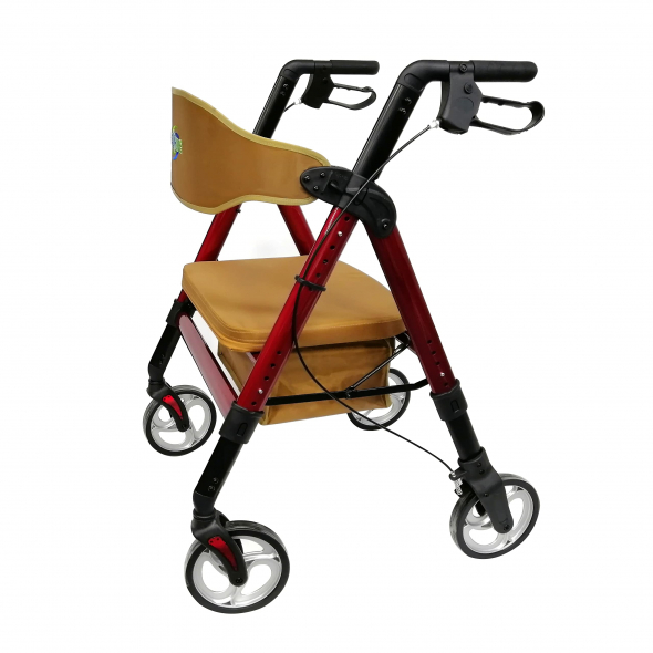 HEALTHLINE HL470 Heavy Duty Bariatric Rollator Walker with Seat, 450 lb Capacity, 8-Inch Wheels, Red